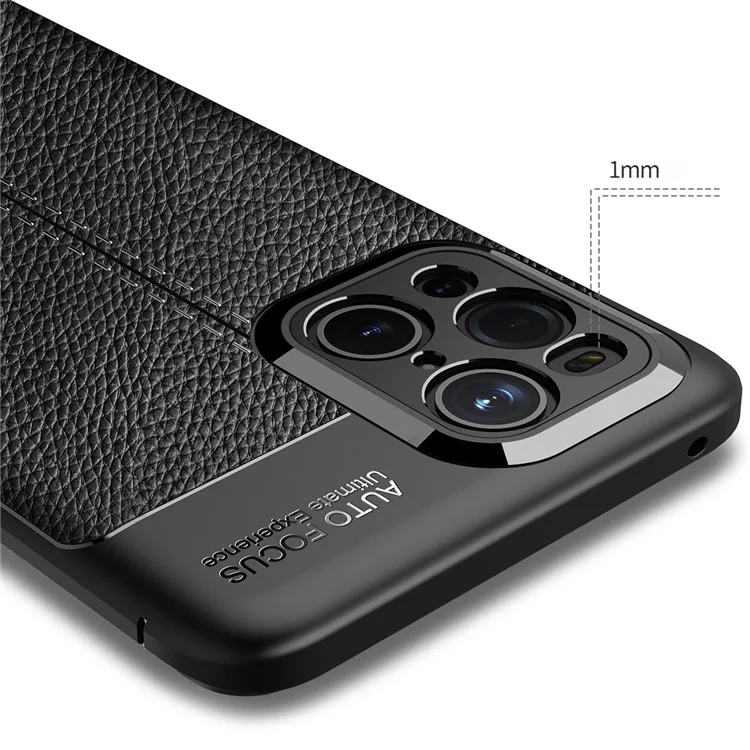 Custodia morbida in TPU con texture di lichi per Oppo Find X3 / X3 Pro - Nero