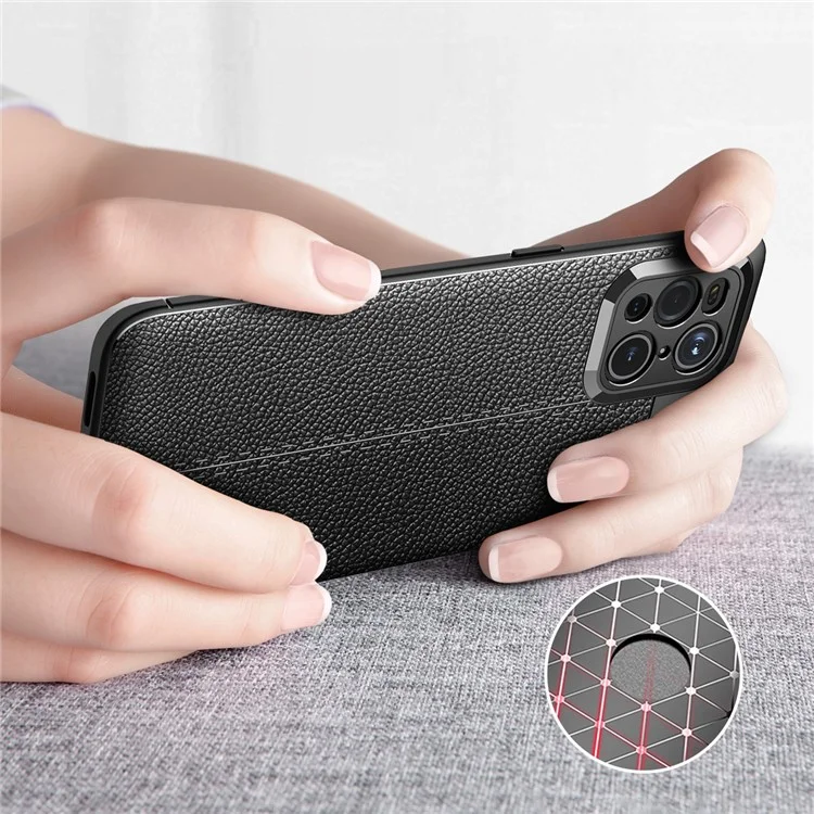 Custodia morbida in TPU con texture di lichi per Oppo Find X3 / X3 Pro - Nero