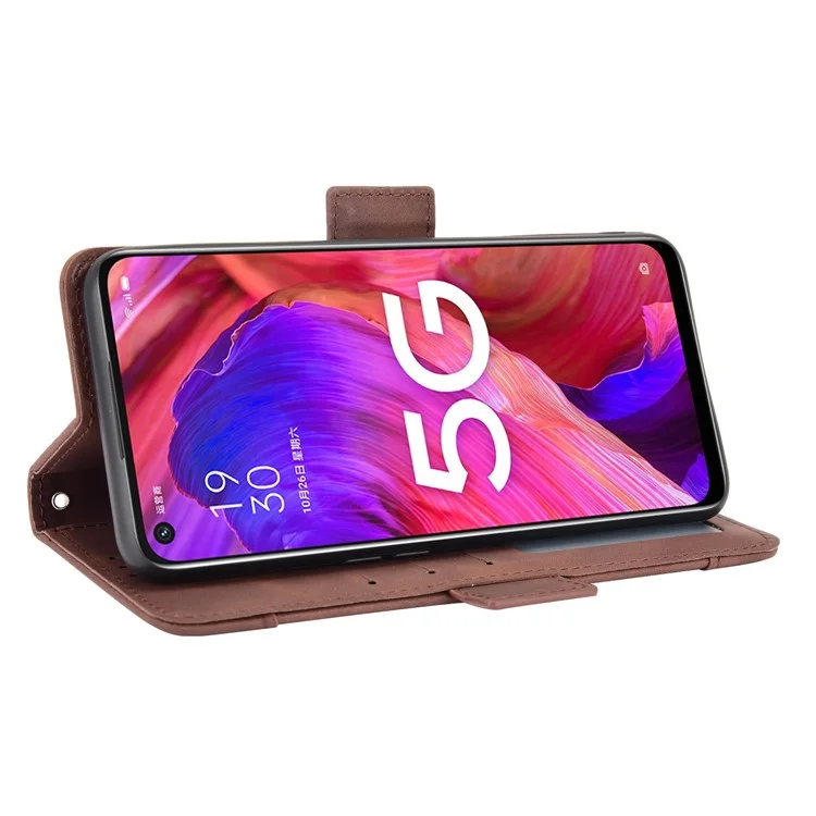 Custodia protettiva in pelle per Oppo A93 5G / A74 5G / A54 5G con più slot per schede - Marrone