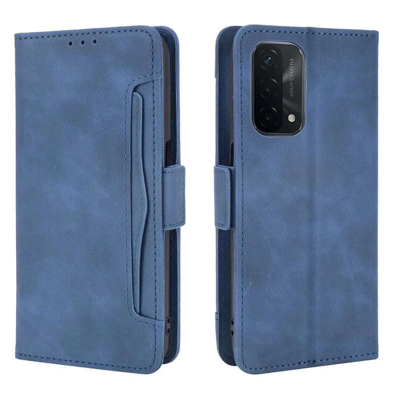 Custodia protettiva in pelle per portafoglio Leather Wallet per Oppo A93 5G / A74 5G / A54 5G - Blu