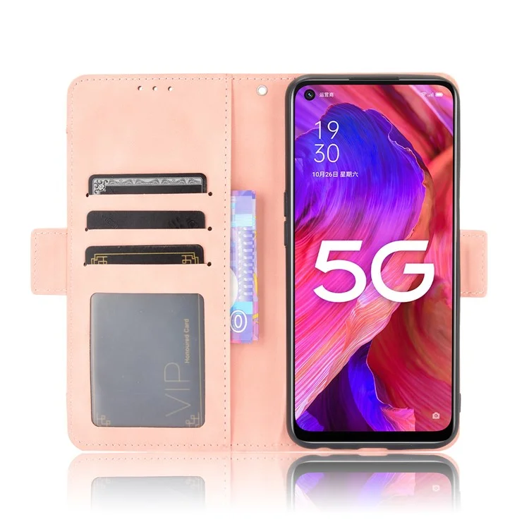 Custodia Protettiva in Pelle per Portafoglio con Più Slot per Schede per Oppo A93 5G / A74 5G / A54 5G - Rosa