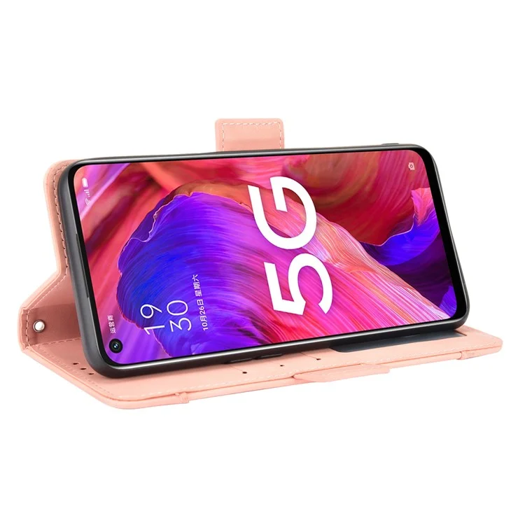 Custodia Protettiva in Pelle per Portafoglio con Più Slot per Schede per Oppo A93 5G / A74 5G / A54 5G - Rosa