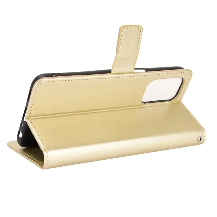 Crazy Horse Wallet Stand Ledertasche Mit Riemen Für Oppo A93 5g / A74 5G / A54 5G - Gold