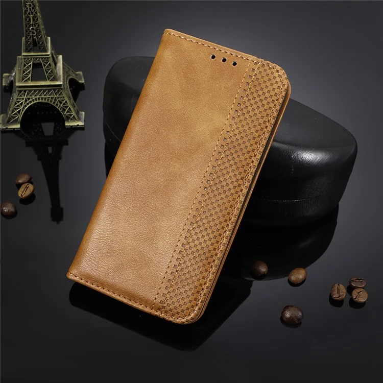 Magnetic Vintage Style Phone Case Wallet Stand Leather Cover for Oppo Find X3 / X3 Pro - Brown