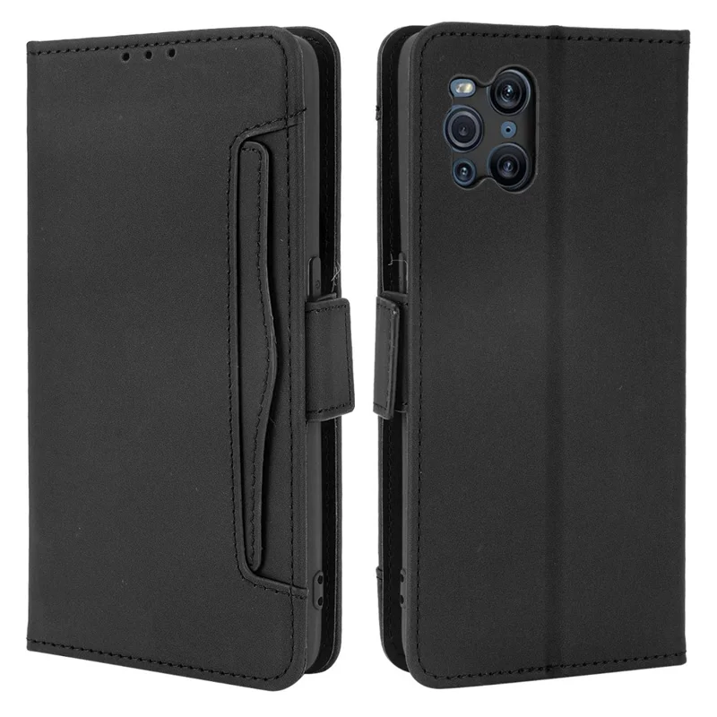 Leather Wallet Protective Case with Multiple Card Slots for Oppo Find X3 Pro / Oppo Find X3 - Black