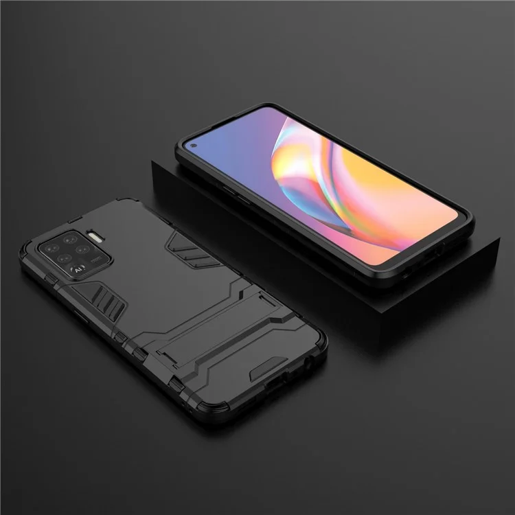 2 in 1 Kickstand PC + TPU -combo -telefon Shell Für Oppo A94 - Schwarz