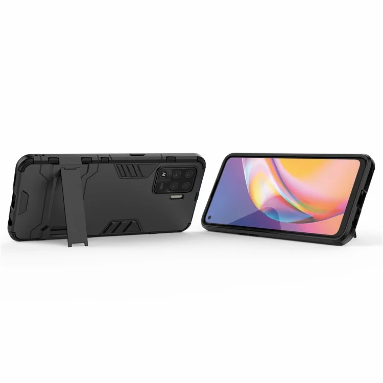 2 in 1 Kickstand PC + TPU -combo -telefon Shell Für Oppo A94 - Schwarz