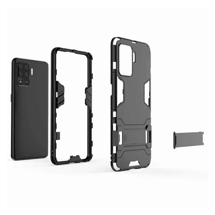 2 em 1 Kickstand PC + TPU Combo Phone Shell Para Oppo A94 - Preto