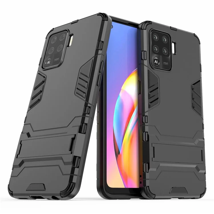 2 en 1 Kickstand PC + TPU Combo Combo Shell Para Oppo A94 - Negro