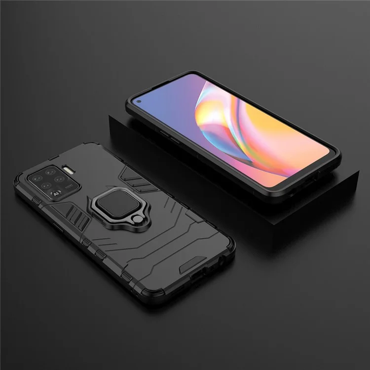 2-in-1 Kickstand PC + TPU Mobile Phone Cover for Oppo A94/F19 Pro - Black