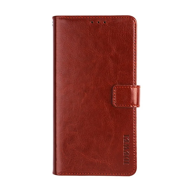 Idewei Crazy Horse Texture Leather Caphe Caso Com Carteira Para Vivo Y72 5G - Castanho