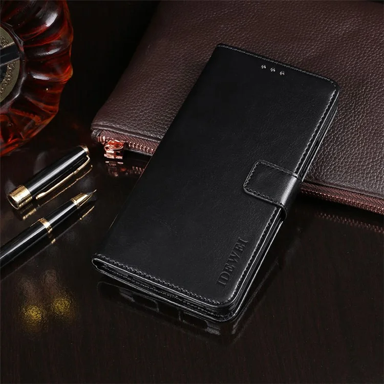 IDEWEI Folio Flip Crazy Horse Texture Cuir Boîtier Mobile Avec Portefeuille Pour Oppo Trouver X3 Neo - Noir