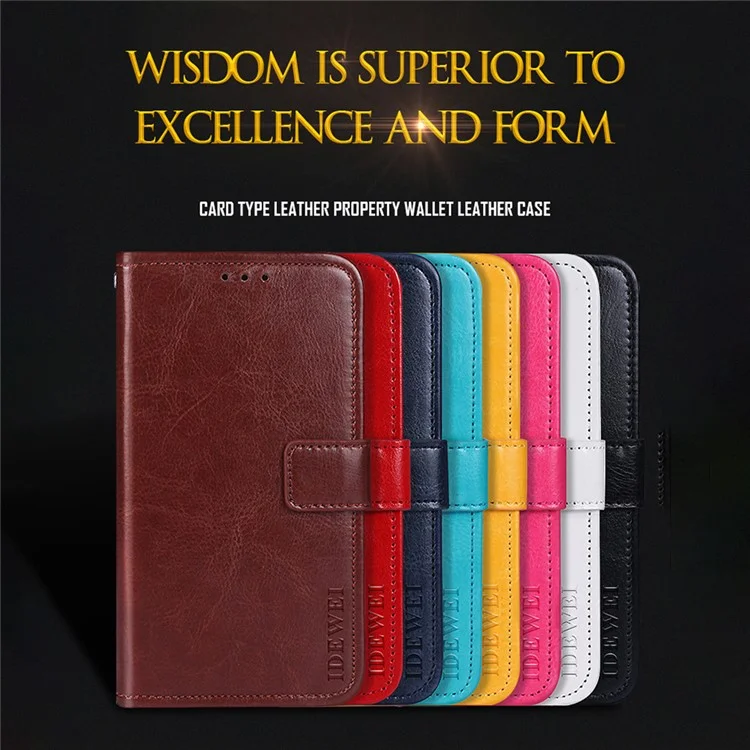 IDEWEI Folio Flip Crazy Horse Texture Cuir Boîtier Mobile Avec Portefeuille Pour Oppo Trouver X3 Neo - Noir