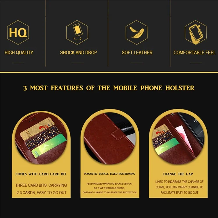 IDEWEI Folio Flip Crazy Horse Texture Cuir Boîtier Mobile Avec Portefeuille Pour Oppo Trouver X3 Neo - Noir