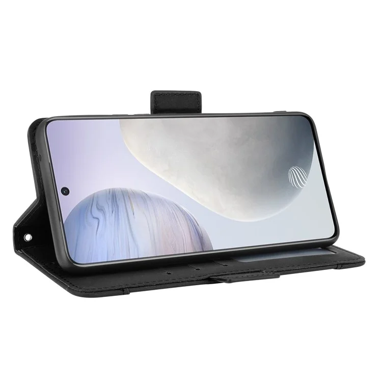 Cas De Protection Du Cuir De Portefeuille De Porte-mollettes De Plusieurs Cartes Avec Support Pour VIVO X60 5G - Noir