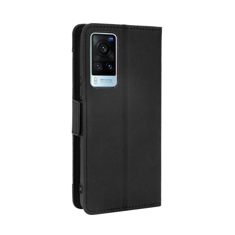 Cas De Protection Du Cuir De Portefeuille De Porte-mollettes De Plusieurs Cartes Avec Support Pour VIVO X60 5G - Noir