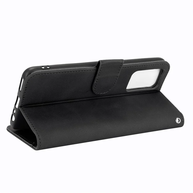 Silky Touch Leather Wallet Case Phone Shell for Realme GT - Black