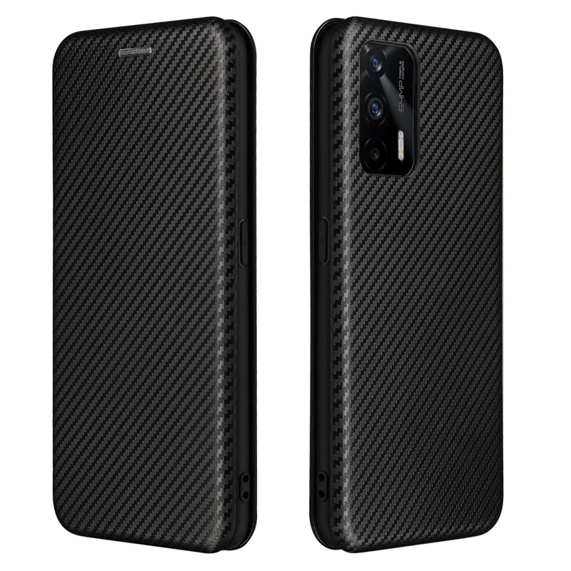 Auto-absorbed Carbon Fiber Texture Stand Cover für Realme GT 5G Lederetui - Schwarz