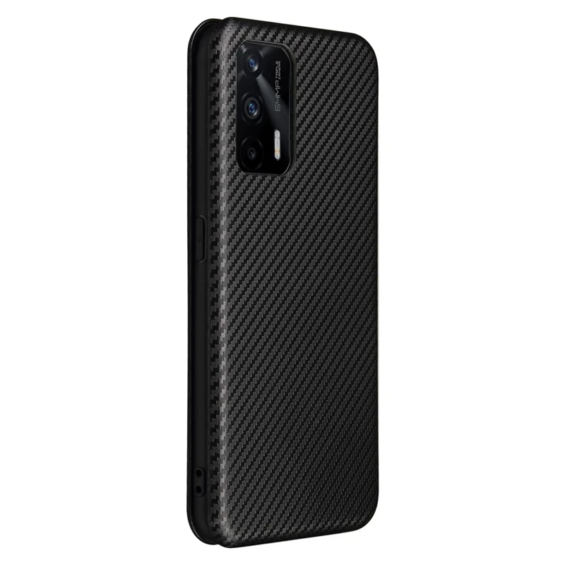 Auto-absorbed Carbon Fiber Texture Stand Cover für Realme GT 5G Lederetui - Schwarz