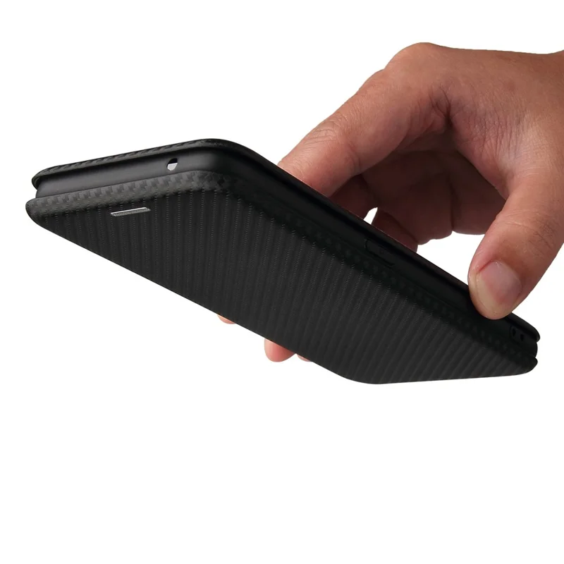 Auto-absorbed Carbon Fiber Texture Stand Cover für Realme GT 5G Lederetui - Schwarz