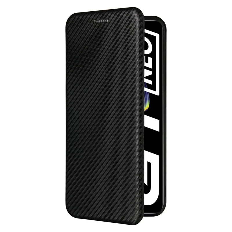 Auto-absorbed Carbon Fiber Texture Stand Cover für Realme GT 5G Lederetui - Schwarz