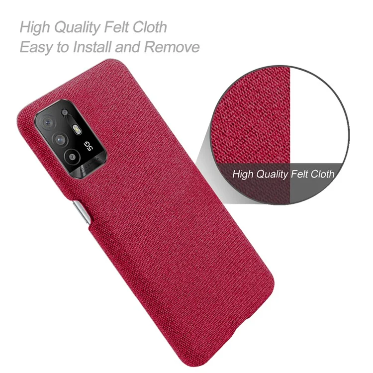 KSQ Well-Protected Plain Cloth Texture Plastic Hard Cover Case for Oppo F19 Pro+ 5G/Reno5 Z/A94 5G - Red