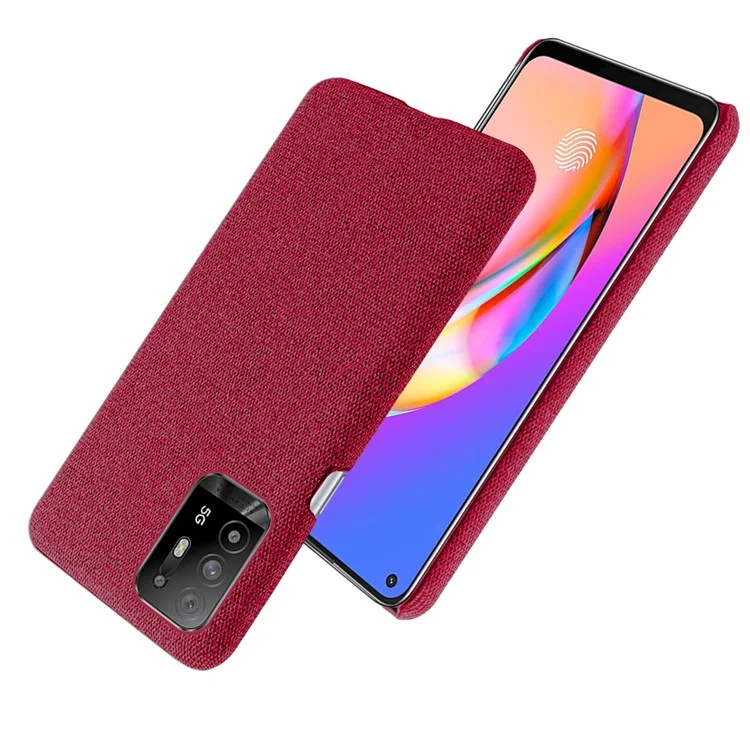KSQ Well-Protected Plain Cloth Texture Plastic Hard Cover Case for Oppo F19 Pro+ 5G/Reno5 Z/A94 5G - Red