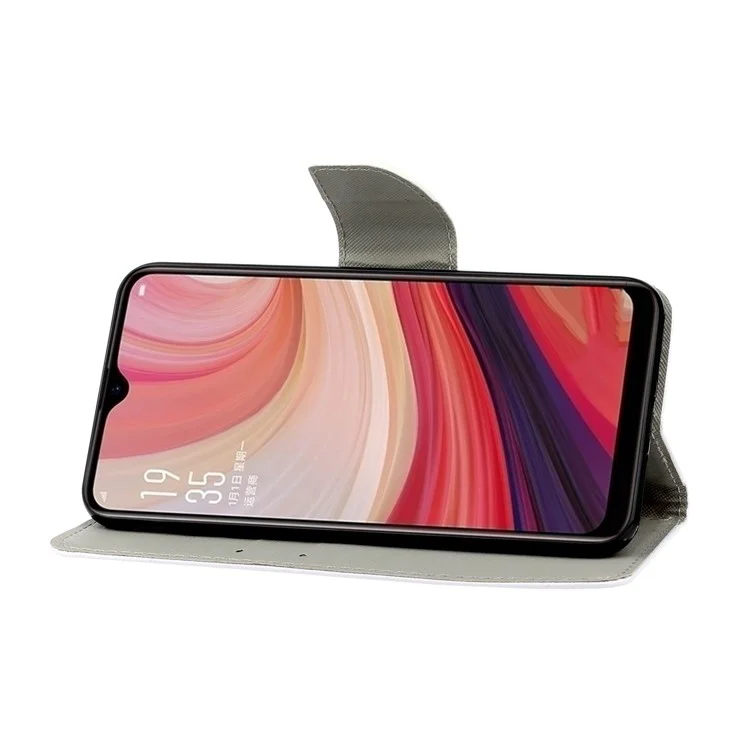 PROTECTION PROTECTION IMPRESSION CROISSION DE TEXTURE CROISSION COPE DE TÉLÉPHONE EN CUIR PU Avec Stand Pour OPPO A15 - Modèle De Mandala
