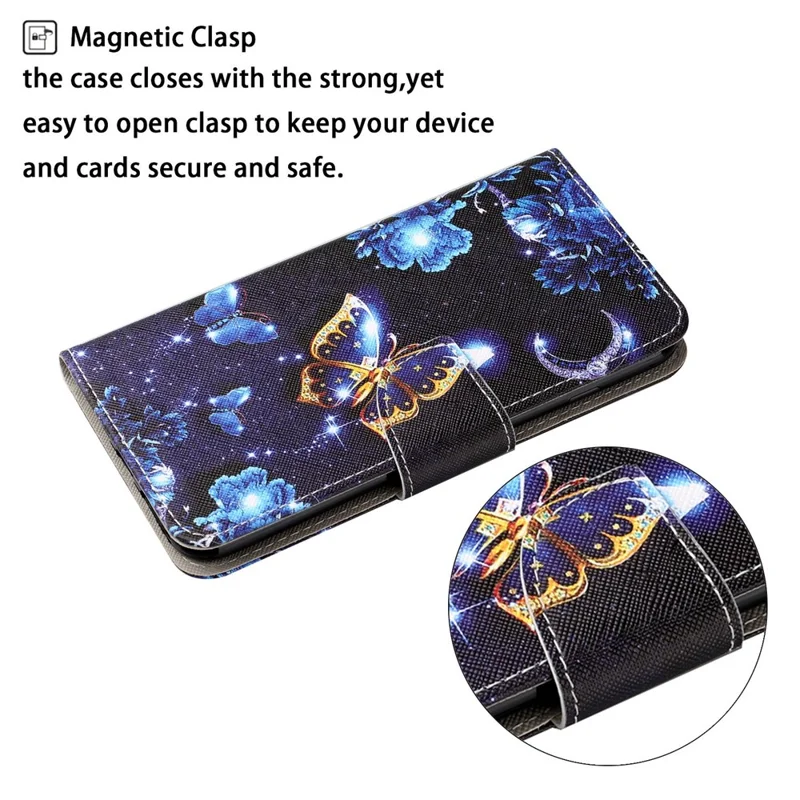 Full Protection Pattern Printing Cross Texture PU Leather Phone Cover Case with Stand for OPPO A15 - Butterfly