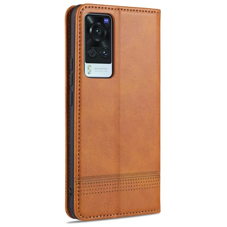 AZNS Full Protection Auto-absorbed Magnet Well-Protected Leather Stand Mobile Shell Case for vivo X60 Pro 5G (Global) - Brown