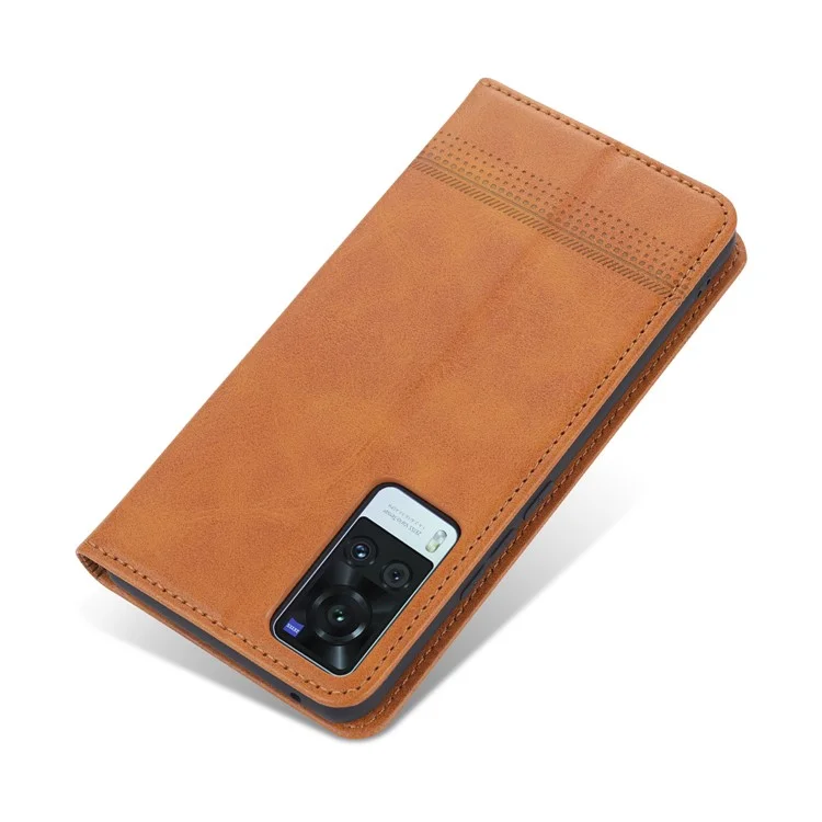 AZNS Full Protection Auto-absorbed Magnet Well-Protected Leather Stand Mobile Shell Case for vivo X60 Pro 5G (Global) - Brown