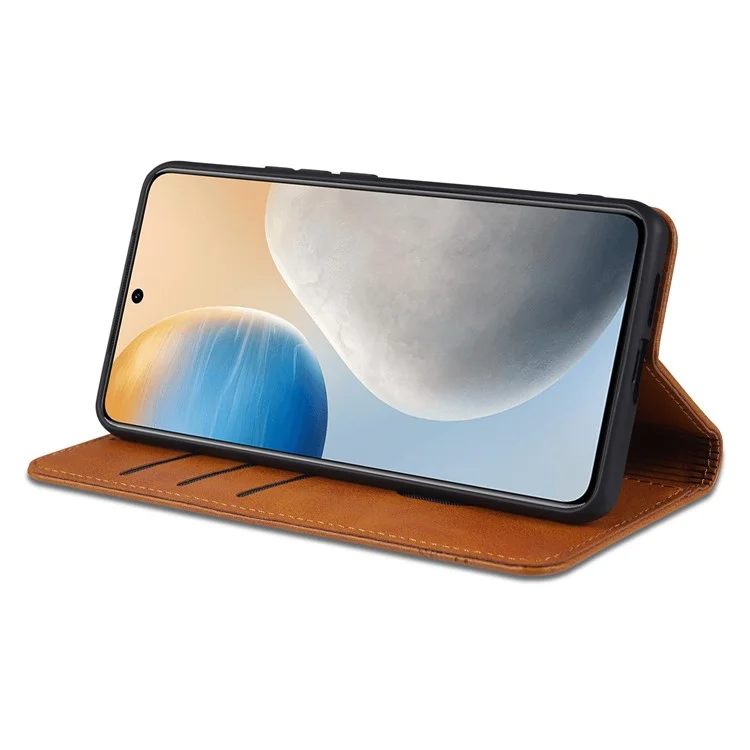 AZNS Full Protection Auto-absorbed Magnet Well-Protected Leather Stand Mobile Shell Case for vivo X60 Pro 5G (Global) - Brown