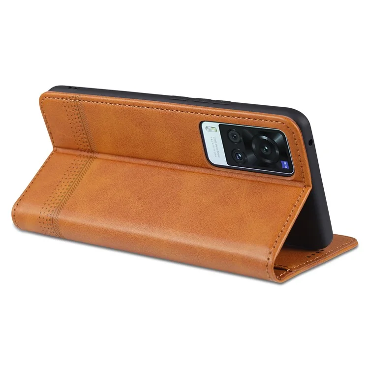 AZNS Full Protection Auto-absorbed Magnet Well-Protected Leather Stand Mobile Shell Case für vivo X60 Pro 5G (Global) - Braun