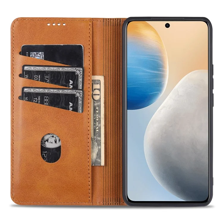 AZNS Full Protection Auto-absorbed Magnet Well-Protected Leather Stand Mobile Shell Case für vivo X60 Pro 5G (Global) - Braun