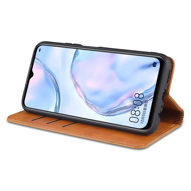 AZNS Stand Portefeuille Auto-absorbed Magnetic le Cuir Case Pour Vivo Y72 5G / Iqoo z3 - Brun