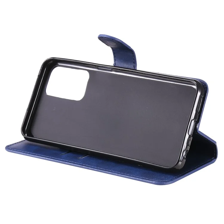 Caixa de Telefone de Couro Flip -stand Flip Para Oppo A54 4g/a55 5g/realme V11 5g - Azul