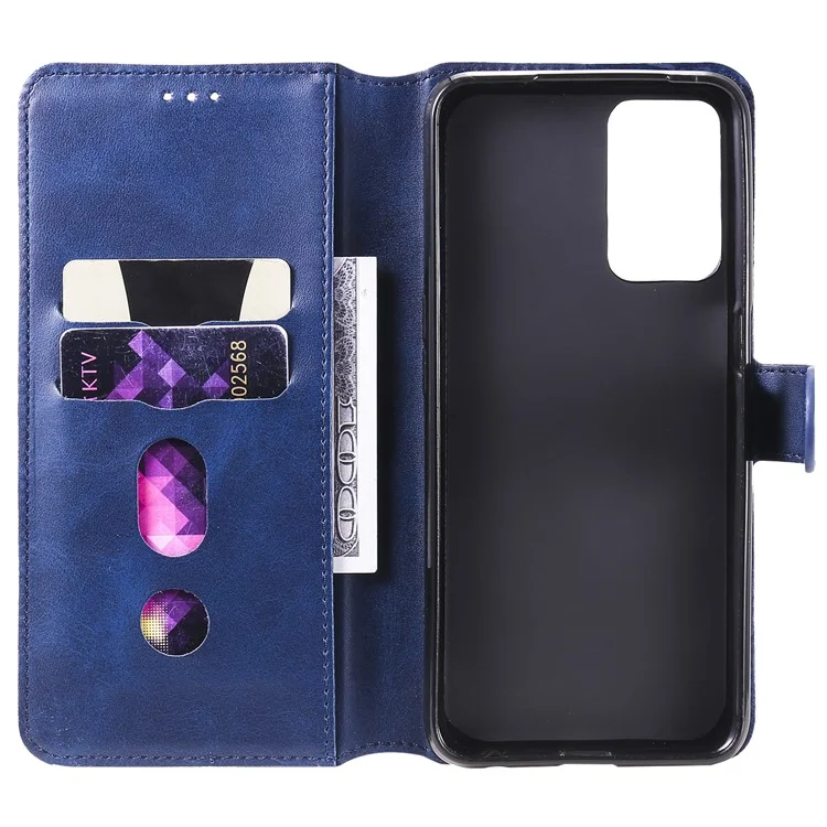 Caixa de Telefone de Couro Flip -stand Flip Para Oppo A54 4g/a55 5g/realme V11 5g - Azul