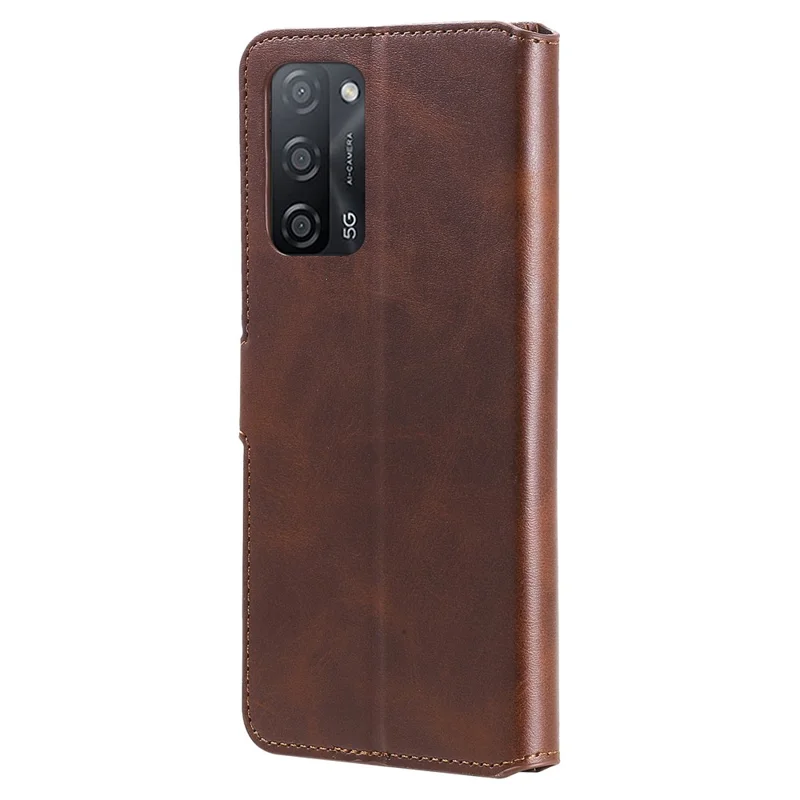 Wallet Stand Flip Leather Phone Case for Oppo A54 4G/A55 5G/Realme V11 5G - Brown