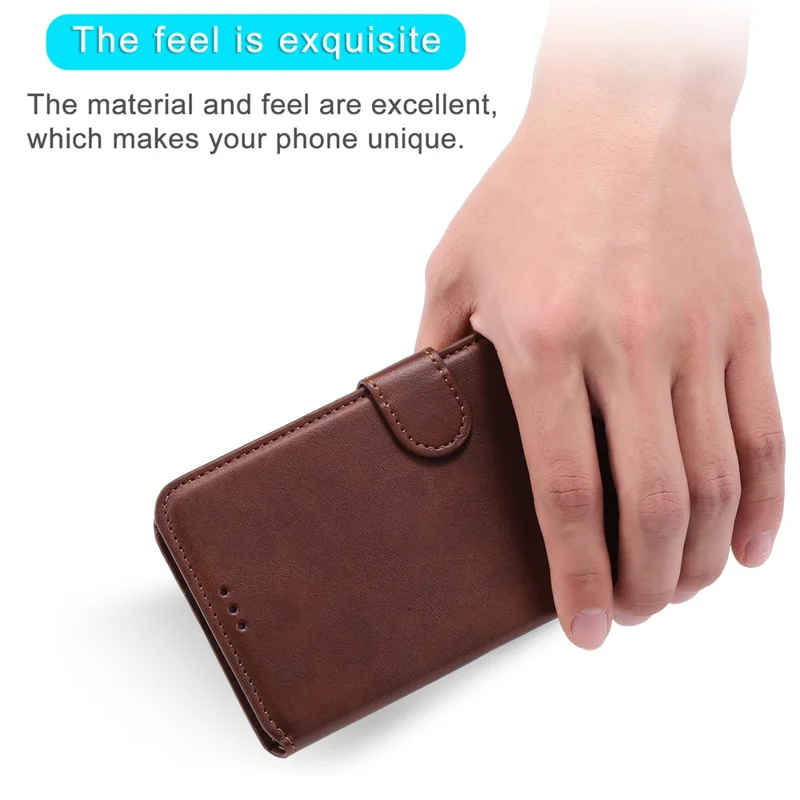 Wallet Stand Flip Leather Phone Case for Oppo A54 4G/A55 5G/Realme V11 5G - Brown