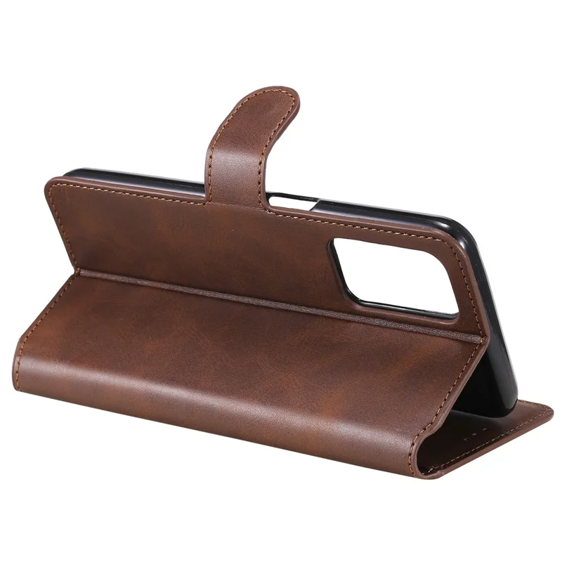 Wallet Stand Flip Leather Phone Case for Oppo A54 4G/A55 5G/Realme V11 5G - Brown