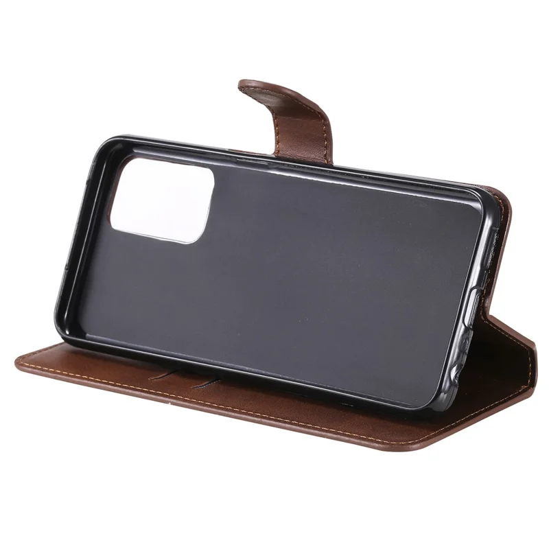 Wallet Stand Flip Leather Phone Case for Oppo A54 4G/A55 5G/Realme V11 5G - Brown