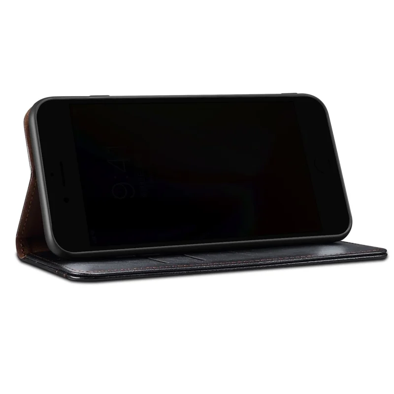 Huile de Surface de Cire de Surface PU + Portefeuille de Portefeuille Tpu Couverture de Téléphone Pour Oppo A54 5G - le Noir