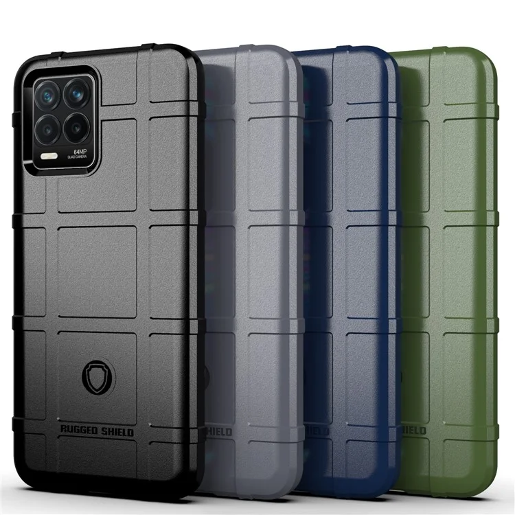 Capa de Telefone Quadrada com Textura em Grade Resistente a Choques TPU para Realme 8 / 8 Pro - Preto