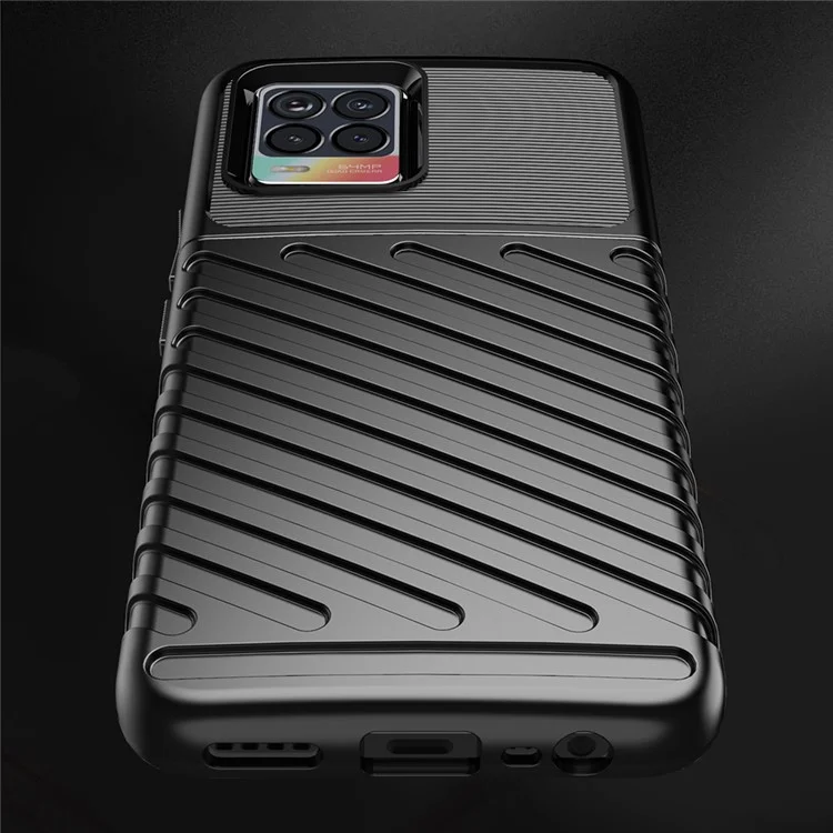Série Thunder Twill Texture Stylish Flexible TPU Case Phone Shell pour Realme 8/8 Pro - Noir