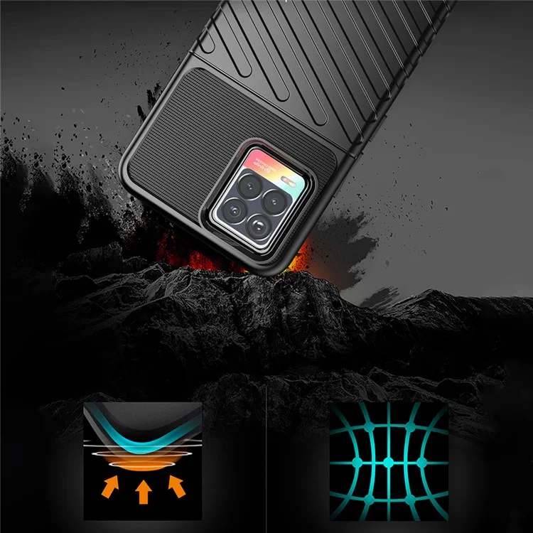 Série Thunder Twill Texture Stylish Flexible TPU Case Phone Shell pour Realme 8/8 Pro - Noir