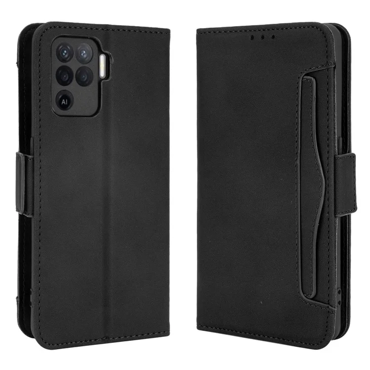 Múltiples Tragamonedas De La Tarjeta Diseñe La Funda Telefónica Del Soporte De La Cartera Para OPPO A94 4G / F19 Pro 4G / RENO5 F / RENO5 LITE - Negro