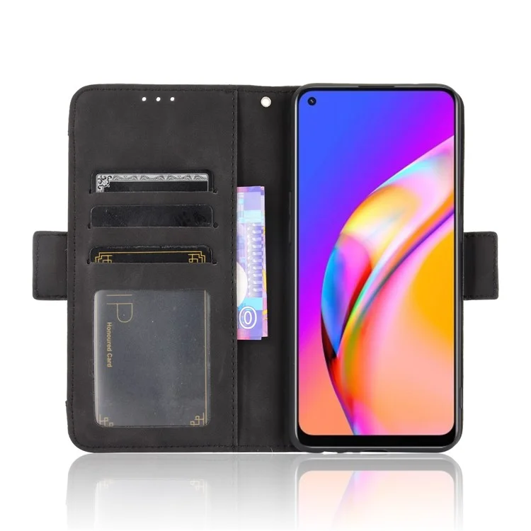 Múltiples Tragamonedas De La Tarjeta Diseñe La Funda Telefónica Del Soporte De La Cartera Para OPPO A94 4G / F19 Pro 4G / RENO5 F / RENO5 LITE - Negro