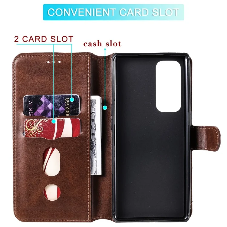Case de Teléfono de Cuero Flip de Billetera Para Oppo Reno5 Pro+ 5G / Encontrar X3 Neo - Marrón