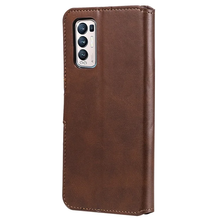 Case de Teléfono de Cuero Flip de Billetera Para Oppo Reno5 Pro+ 5G / Encontrar X3 Neo - Marrón