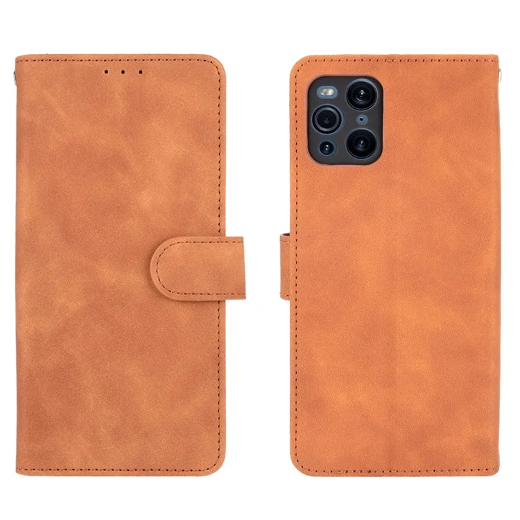 Coperchio Telefonico Del Portafoglio di Cuoio Per la Pelle Per la Pelle Con Supporto di Supporto Per Oppo Trova X3 Pro / Trova X3 - Marrone